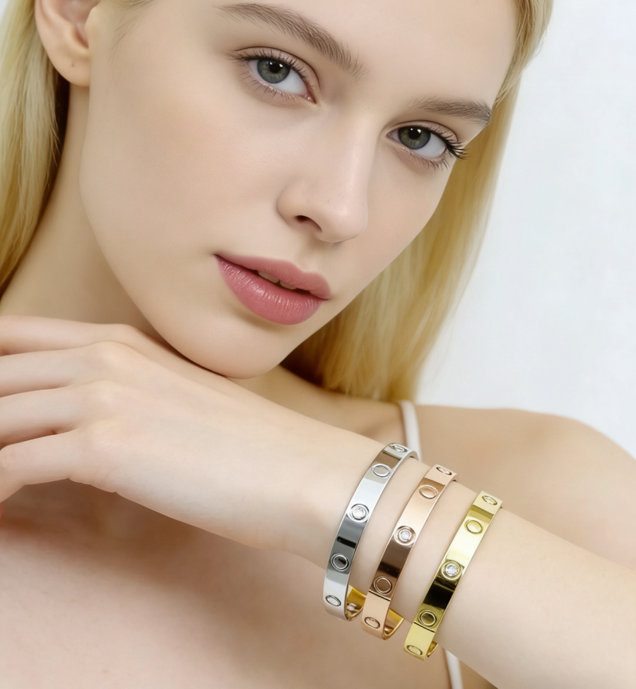 gold bangle bracelet for women love style stainless steel jewelry bracelet designer for women men bangles luxury designer jewelry charm braclet parties gifts - 4 of 9