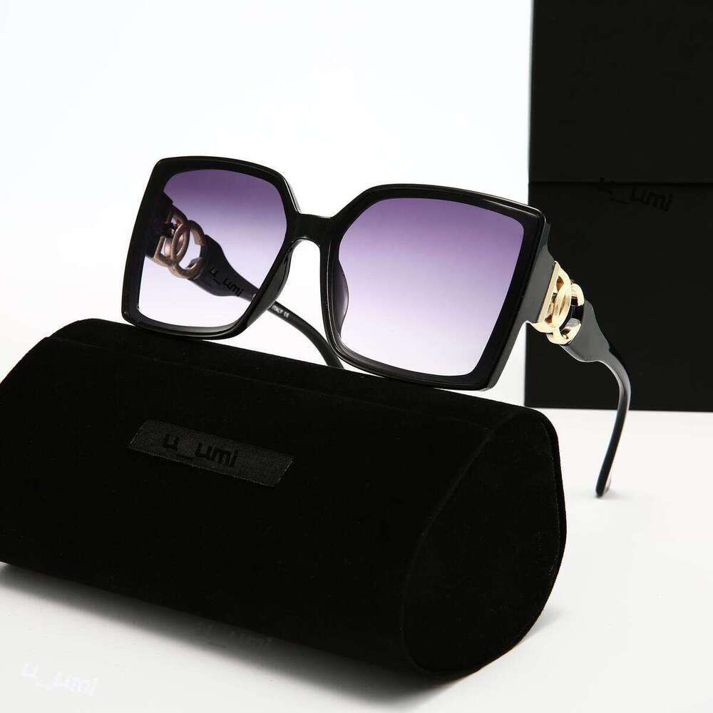 Luxury Designer Sunglasses Oversized Square Acetate Frame Gradient Lens Gold Tone Interlocking High Grade UV400 Protection Fashion DNA dg Eyewear For Women - 3 of 9