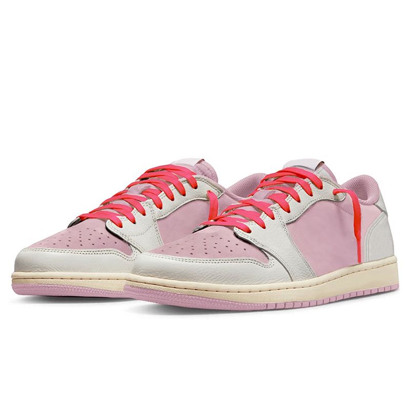 with box 1 1s low basketball shoes men women designer sneakers shy pink mocha olive black phantom blue velvet brown sports outdoor travis travi trainers scottshoes - 4 of 9