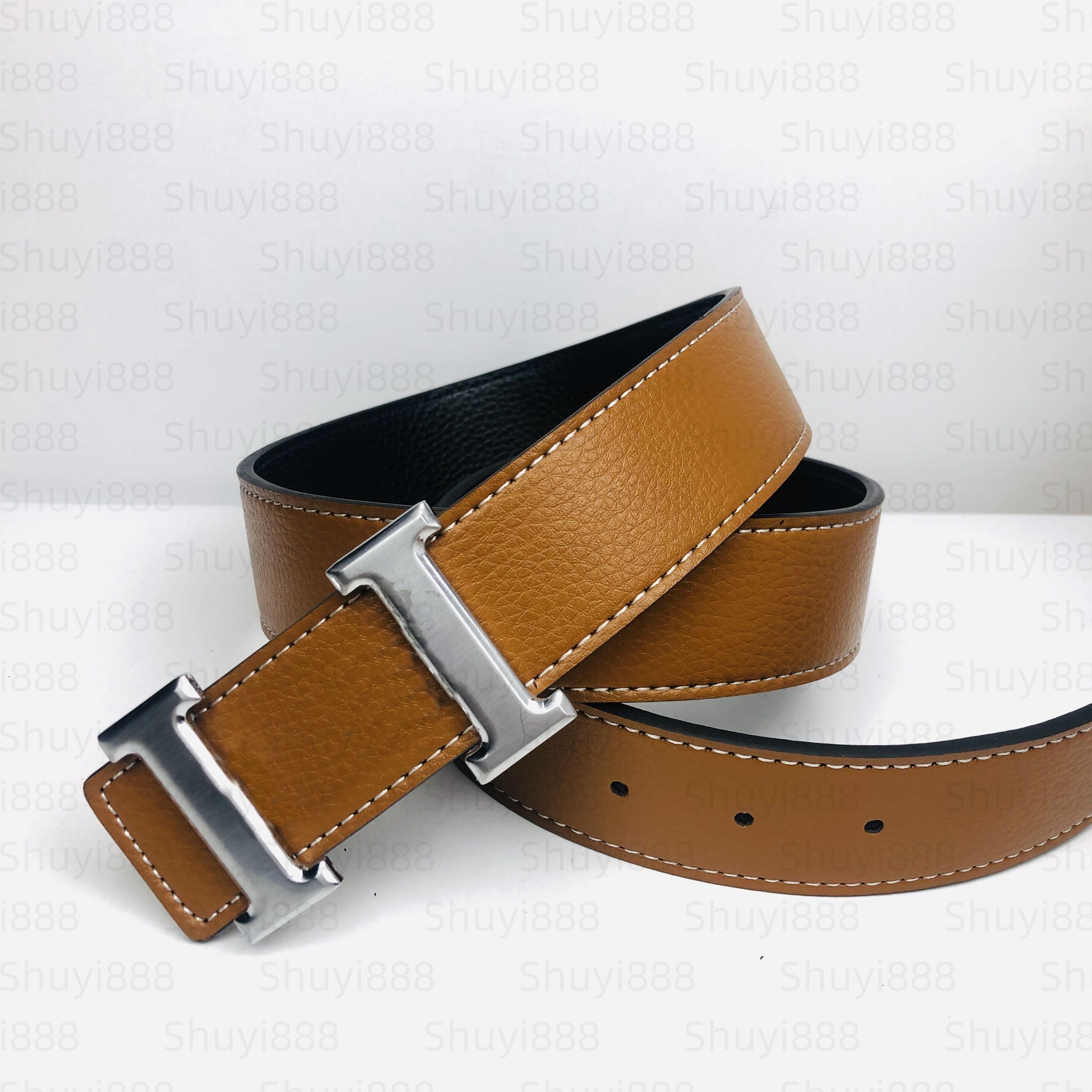 men belt designer women belt mens belt ceinture fashion belt womens belt 38mm genuine leather letter H buckle belt classic business leisure girdle with box - 5 of 9