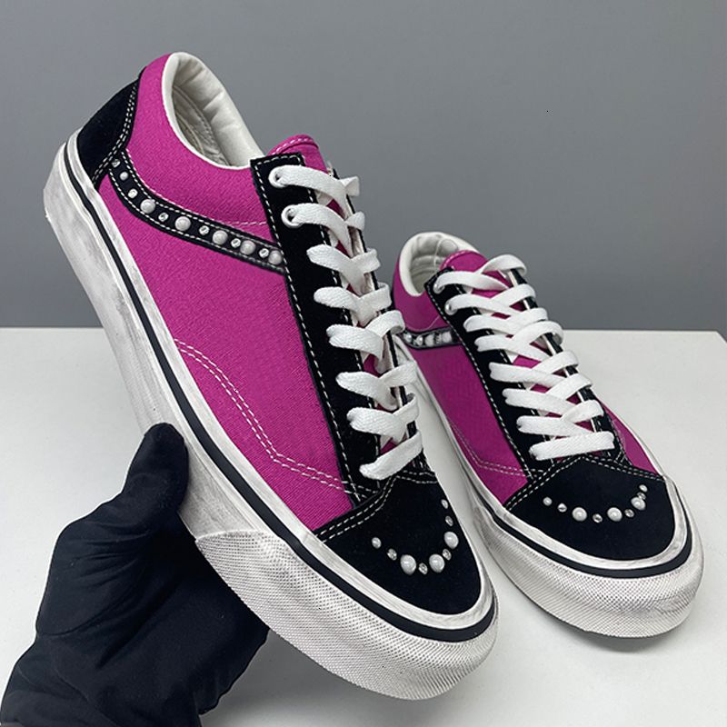 2026 Pearlized Canvas Shoes Luxury Brands Old Sneakers Mens Women Designer Trainers Vintage Sports Casual Shoes Lace-Up Walking Shoe 1083 - 8 of 9