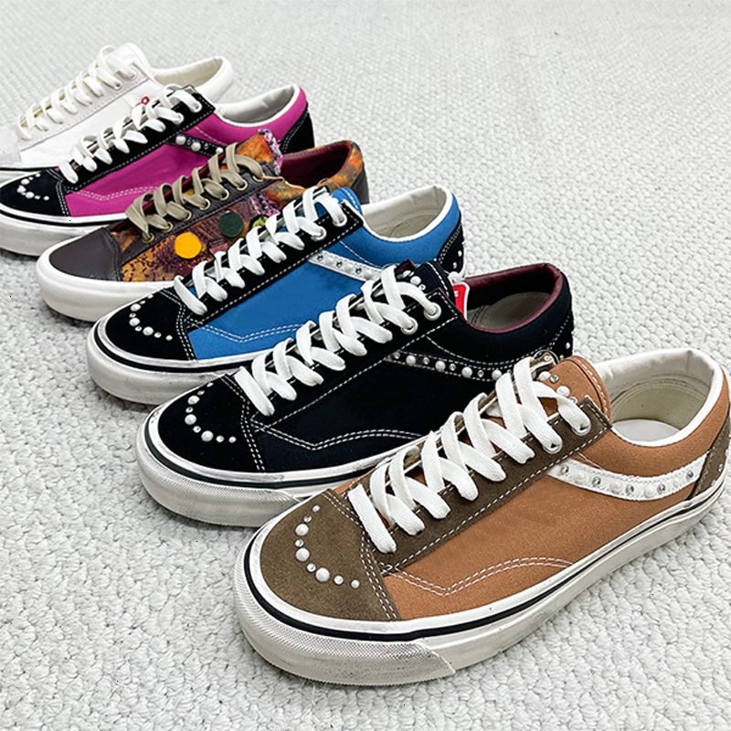 2026 Pearlized Canvas Shoes Luxury Brands Old Sneakers Mens Women Designer Trainers Vintage Sports Casual Shoes Lace-Up Walking Shoe 1083 - 6 of 9