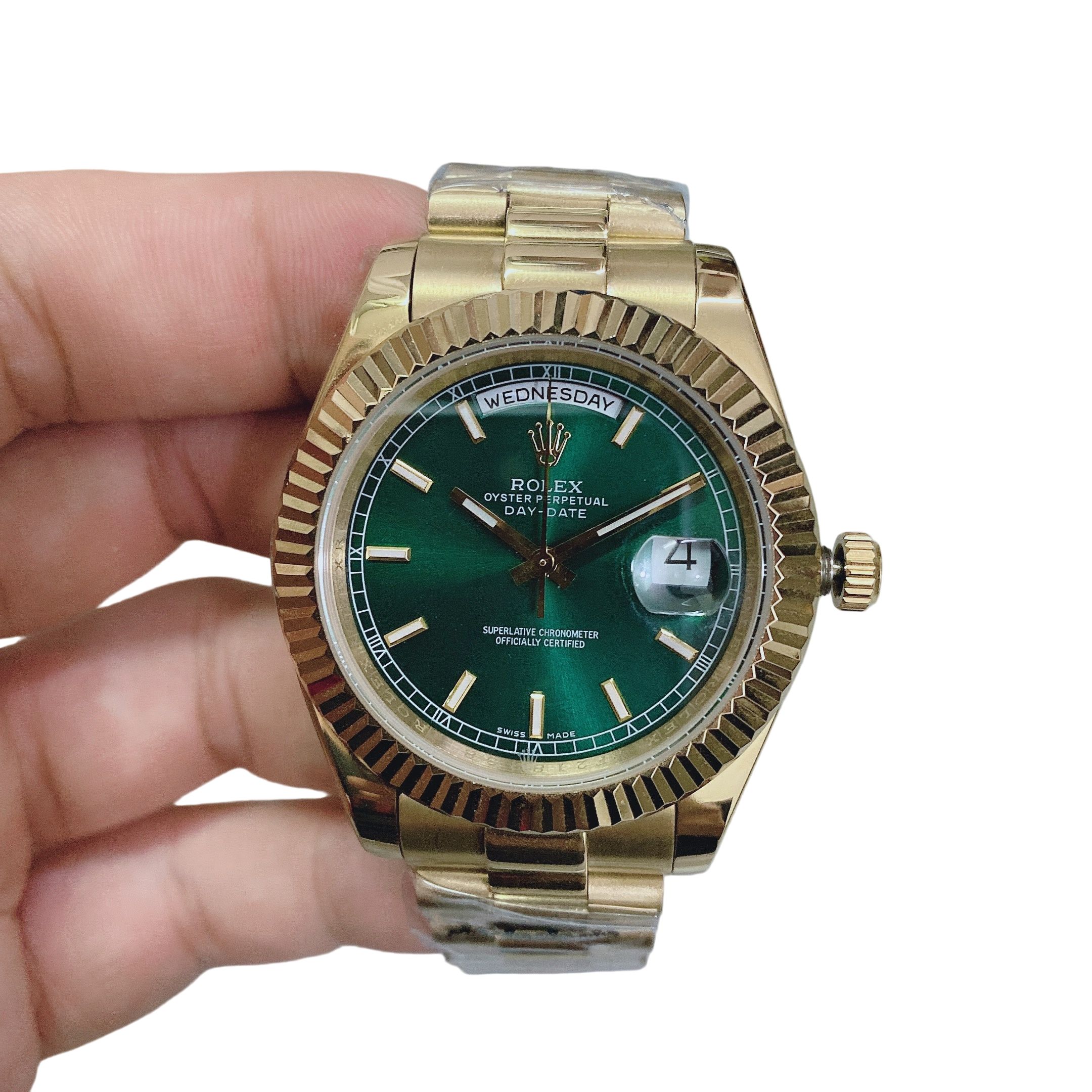 U1 Rolex Day Date 40MM Yellow Gold Case Automatic Stainless Steel Watch Bezel Men's Watch Sapphire Glass Case New - 7 of 8