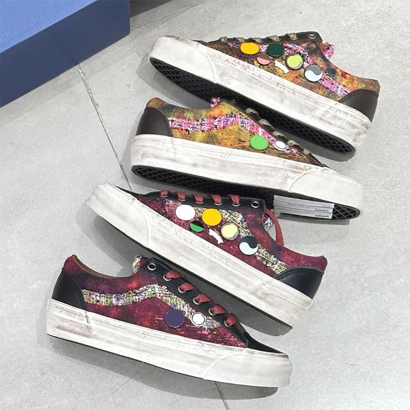 Latest Designer Canvas Shoes Men Women Pearlized Sneakers White Fuchsia Red Blue Pearl Shoes Retro Skate Flats Trainers Outdoor Casual Shoes 1083 - 9 of 9
