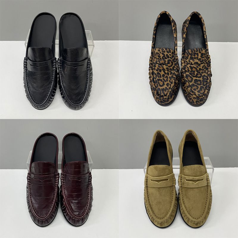 Top Quality Ruched Penny Loafers Le Loafers Backless Mules Designer Men Women Creased Real Leather Suede Slip On Flat Dress Shoe Classic Daily Street Shoe Size EU35-47 - 9 of 9