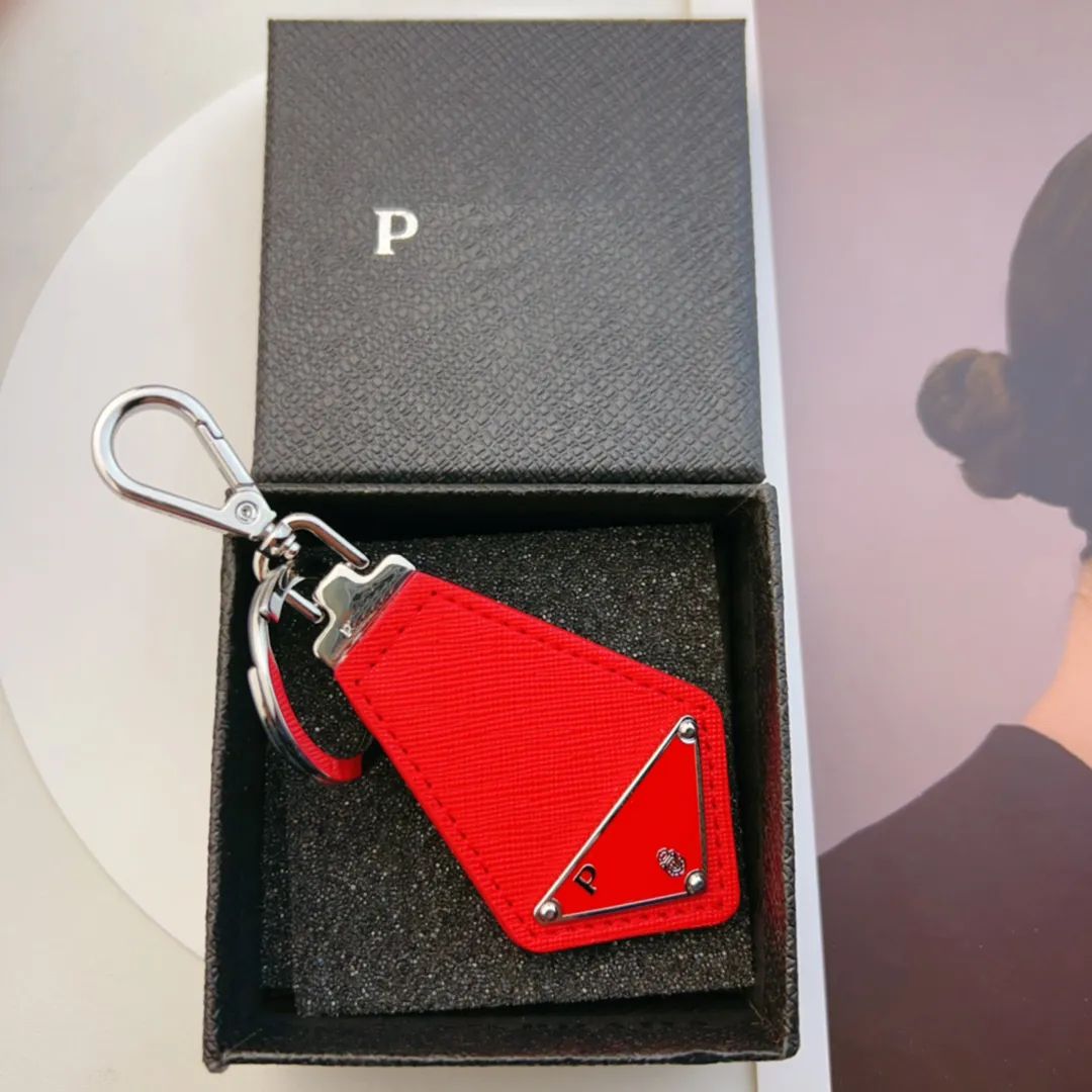 Pra Designer Triangle Chain Leather Temperament Versatile Style Fashion Design Keychain Top Quality Christmas Gift WITH BOX C28 - 5 of 5