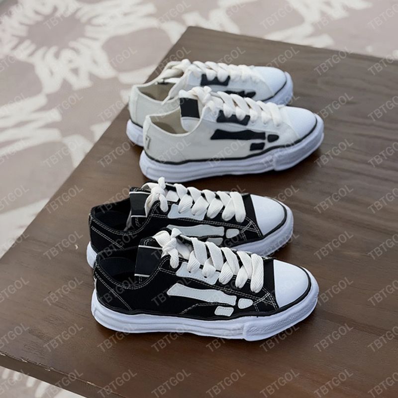 High Quality Skeleton Sneakers Unisex Low Top Vintage Canvas Training Shoes Denim Blue Black Casual Shoes Outdoor Sport Shoes 775 - 4 of 8