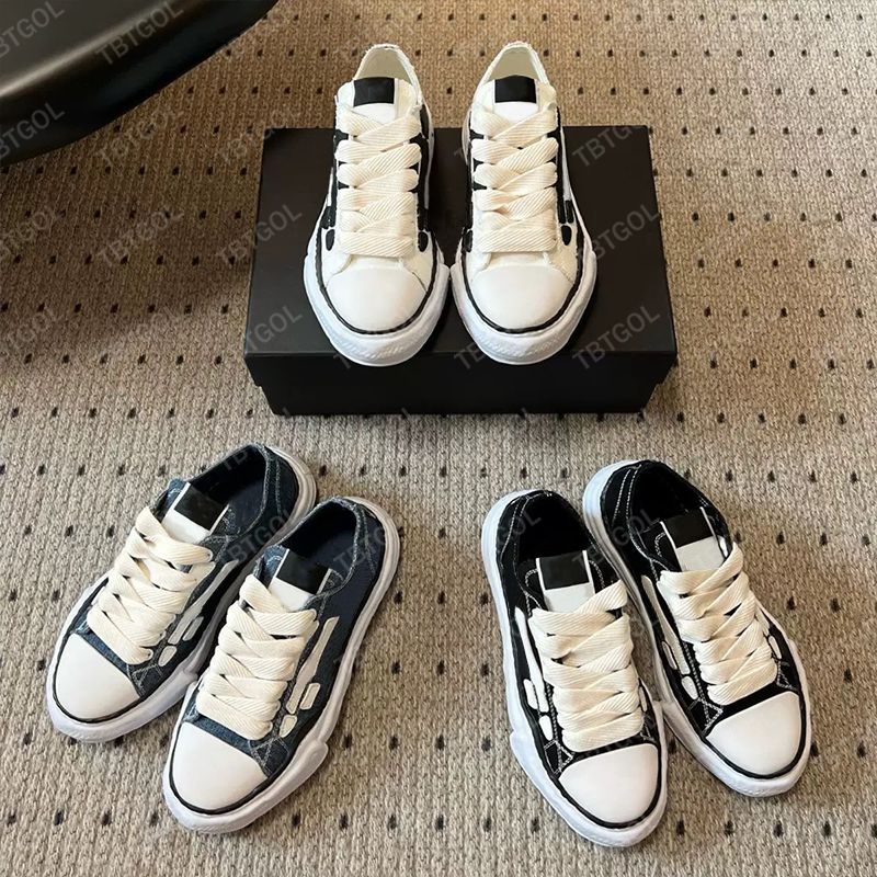 High Quality Skeleton Sneakers Unisex Low Top Vintage Canvas Training Shoes Denim Blue Black Casual Shoes Outdoor Sport Shoes 775 - 7 of 8