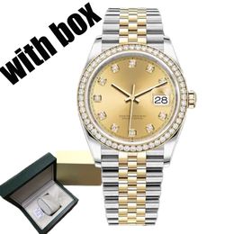 mens diamond lady watches automatic mechanical movement wristwatches full stainless steel watch luminous sapphire glass montre de luxe 28-36-41mm - orologiod