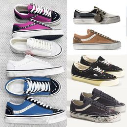 Free Shipping Designer Classic Pearlized Canvas Shoes Men Sneakers Women Old Skools Shoes Pearl Retro Skate Flats Scarpe Plate-forme Trainers Casual Shoes 1083 - orologiod
