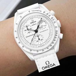 OmegaSwatch Quatz Chrono Stainless Steel Men's Watch Stainless Steel Case Silver Case New Black Case - orologiod