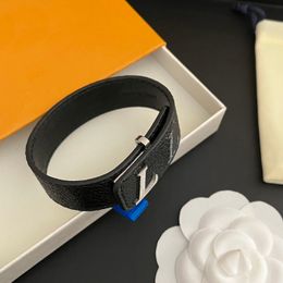 Luxury Men Leather Bracelet Bangle Black With Womens Birthday Gifts Bangle Hand Jewelry Christmas Fashion Style Gift Bracelet - orologiod