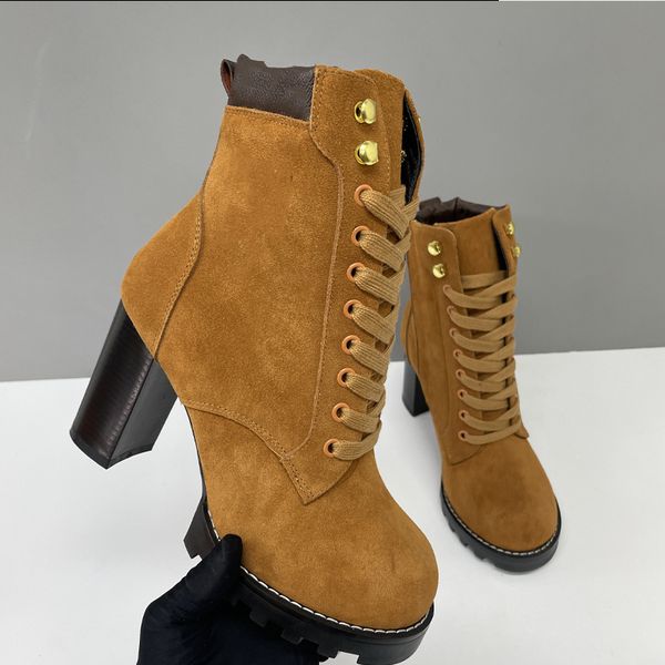 Suede Star Trail Boots Designer Women Boots Leather High Heels Winter Martin Boot Womens Ankle Booties Vintage Style 013 - Shoes & Accessories - orologiod