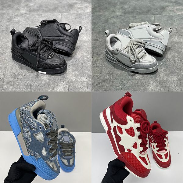 Top Quality Designer Men Women Low Top Skate Classic Sneakers Patchwork Leather Mesh Rhinestone Platform Casual Walking Lace Up Fashion Trainer Shoes EU36-47 - Shoes & Accessories - orologiod