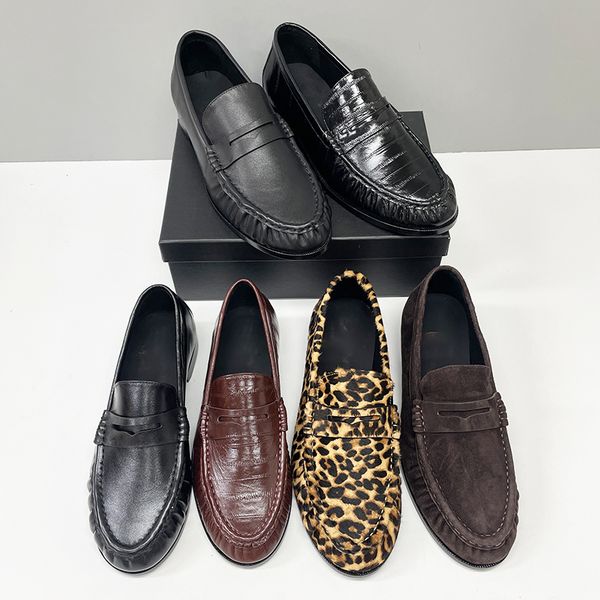 10A Designer Pleated Penny Loafers For Men Women Genuine Leather Le Loafer Mules Slippers Creased Suede Flat Shoes Large Size EU47 Dress Shoes 1137 - Shoes & Accessories - orologiod