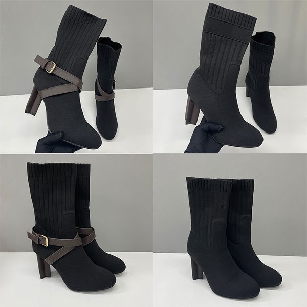 Designer Women Sock Boots Silhouette Ankle Boot Black Martin Booties Stretch High Heel Boots Over The Knee Boots Winter Canvas Cowboy Boots Thick Letter Shoes 50 - Shoes & Accessories - orologiod
