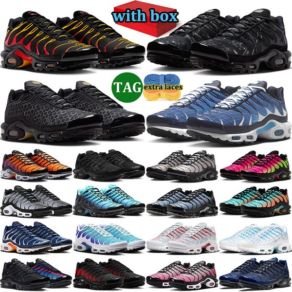 with box tn tns plus sneakers men women designer running shoes durable trainers outdoor comfortable sports shoe Triple Black White Grey Midnight Navy - Shoes & Accessories - orologiod