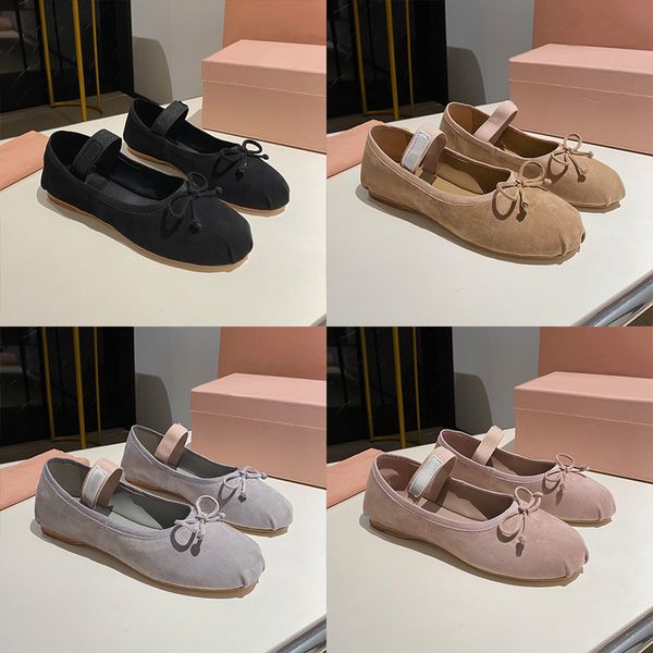 Designer Loafers Ballet Flat Shoes Women Leather Sandals Butterfly Soft Sole Suede Sneaker Elastic Band Shallow Mouth Mary Janes Casual Shoes 1062 - Shoes & Accessories - orologiod