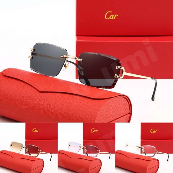 Luxury Designer Sunglasses Panthere Santos Rimless Metal Frame Titanium Gold Tone Leopard Claw Detail UV400 Protection Fashion Eyewear For Men Women With Box - Fashion Accessories - orologiod