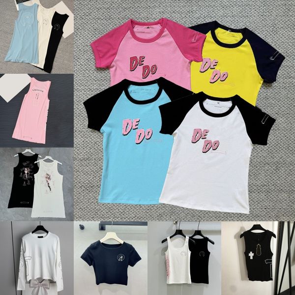 Designer Printed T Shirts Women Round Neck Slim Fit Bottoming Tops Summer Brand Street Style Tank Top Birthday Nightclub Vest - Apparel - orologiod