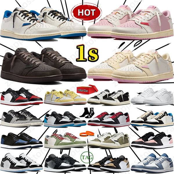 Designer for Men Women Low 1 1s Basketball Shoes Sneakers Black Phantom Tropical Pink Sail Medium Olive Outdoor Sports Trainers Sneaker Traviscotts Shoes EUR 36-45 - Shoes & Accessories - orologiod