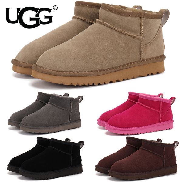 UGG Women's Classic Ultra Mini Snow Boots Suede Shearling Lined Flat Sole Anti-slip Warm Winter Ankle Boots Multiple colors - Shoes & Accessories - orologiod