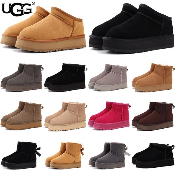 UGG Women's Classic Ultra Mini Platform Boots Suede Shearling Lined Thick Sole Winter Warm Anti-Slip Ankle Snow Boots Multiple colors - Shoes & Accessories - orologiod
