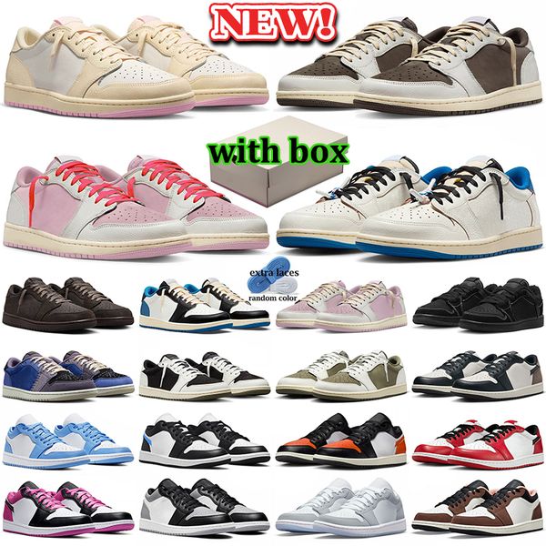 with box 1 1s low basketball shoes men women designer sneakers shy pink mocha olive black phantom blue velvet brown sports outdoor travis travi trainers scottshoes - Shoes & Accessories - orologiod