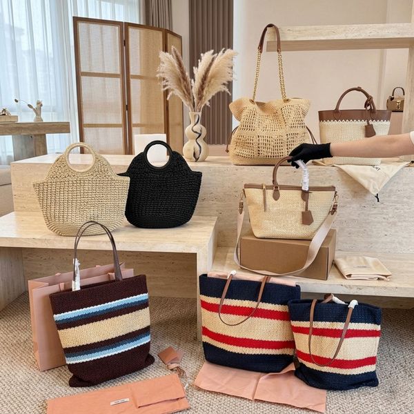Designer Straw Beach Bags for Women Large Tote Women Crochet Handbags Summer Shoulder Bag Lady Travel Hobo Bag Purses Big Capacity Woven Shopper Holiday Bag PRPU - Bags, Luggage & Accessories - orologiod