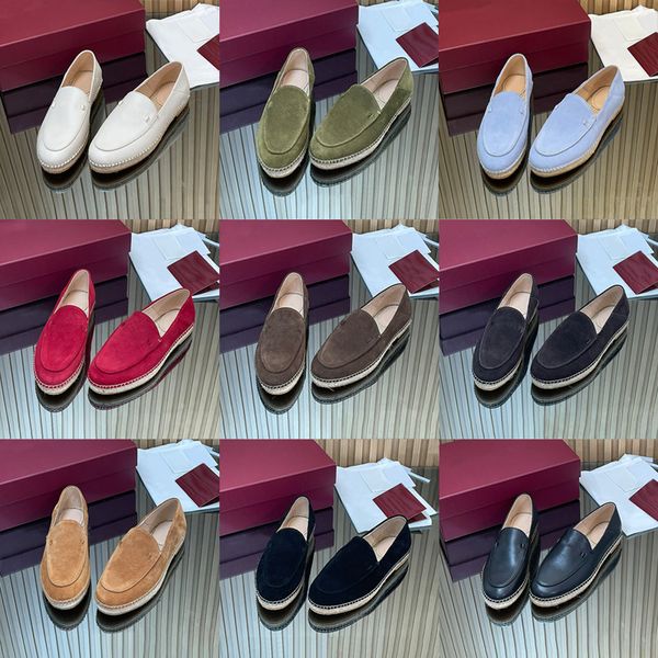 2026 New Women's Chic Espadrille Flats Designer Loafers Straw Woven Slip-On Slippers Soft Suede Leather Casual Summer Shoes 1034 - Shoes & Accessories - orologiod