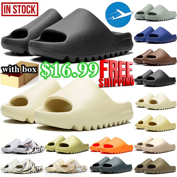 free shipping with box designer mens womens slides slippers sandals desert sand Bone Resin Slate Grey Glow Green slide sandal shoes summer - Shoes & Accessories - orologiod