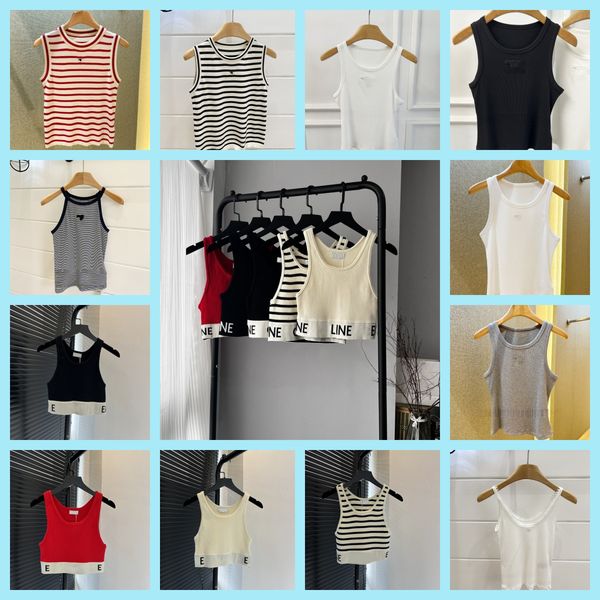 Women's T Shirts Women Tank Top Womens Designer Shirt Black White Strip Letter Summer Short Sleeve Ladies Clothing Size S-L Camis Tops Femme - Apparel - orologiod