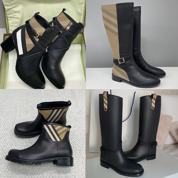designer boots check leather ankle boots women martin boots over the knee high boots low heel real leather warm booties snow shoes winter boots high heel boots 633 - Shoes & Accessories - orologiod
