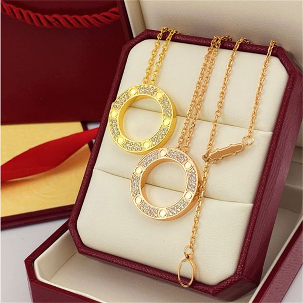 Luxury Designer Necklace Diamond Screw Love Necklaces For Men Cool Aesthetic Double Hoop Cjeweler Chains Woman Pendant Necklaces Ladies jewlery designer for women - Jewelry - orologiod