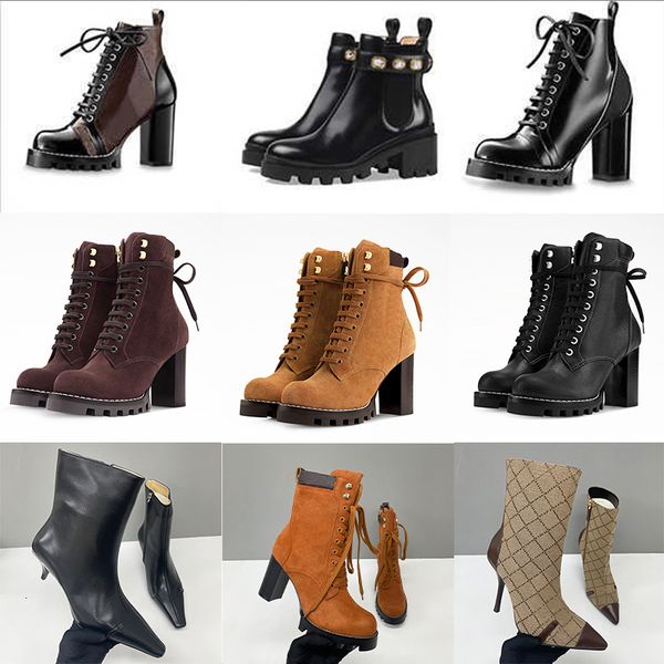 2026 Designer Star Trail Ankle Boots Martin Desert Boot High Heels Boots Women Leather Boots Vintage Print Jacquard Textile Fashion Platform Suede Boot Shoes 013 - Shoes & Accessories - orologiod