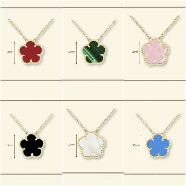 necklace designer for women Classic 15MM necklace clover stainless steel jewlery mother of pearl diamonds flower pendant necklace designer jewelry women gift box - Jewelry - orologiod