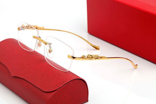 Fashion Designer Sunglasses For Women Vintage Mens Buffalo Horn Glasses Panther Gold Silver Metal Legs Rimless Sunglass Mens Travel Tour Eyeglasses Lunettes gafas - Fashion Accessories - orologiod