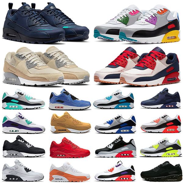 Designer 90 Running Shoes Men Women Fashion Shoes Leather Mesh Triple Black White Red Blue Light Smoke Grey Sneaker Trainers Outdoor Sports Tennis Eur 36-45 - Shoes & Accessories - orologiod