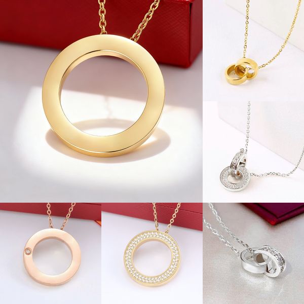 love necklace luxury jewelry designer necklace for woman circle pendant necklace with diamond 45cm screw necklace cross stone stainless steel necklace womens gift - Jewelry - orologiod