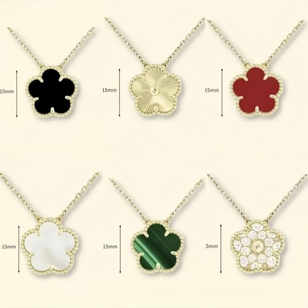 flower necklace designer for women classic clover necklace 15mm stainless steel iewlery mother of pearl diamonds pendant necklace designer iewelry women gift box - Jewelry - orologiod