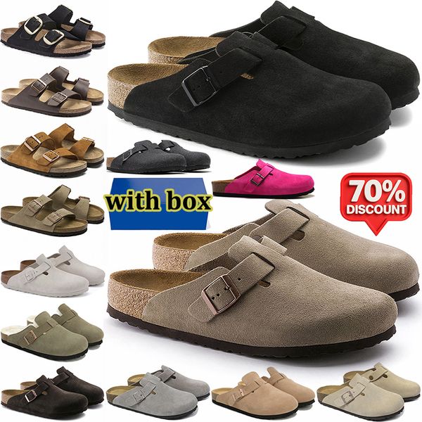 free shipping with box designer slippers men women clogs suede leather mules mens stylish slides outdoor comfortable sandals black brown sand grey shoes - Bags, Shoes & Accs - orologiod